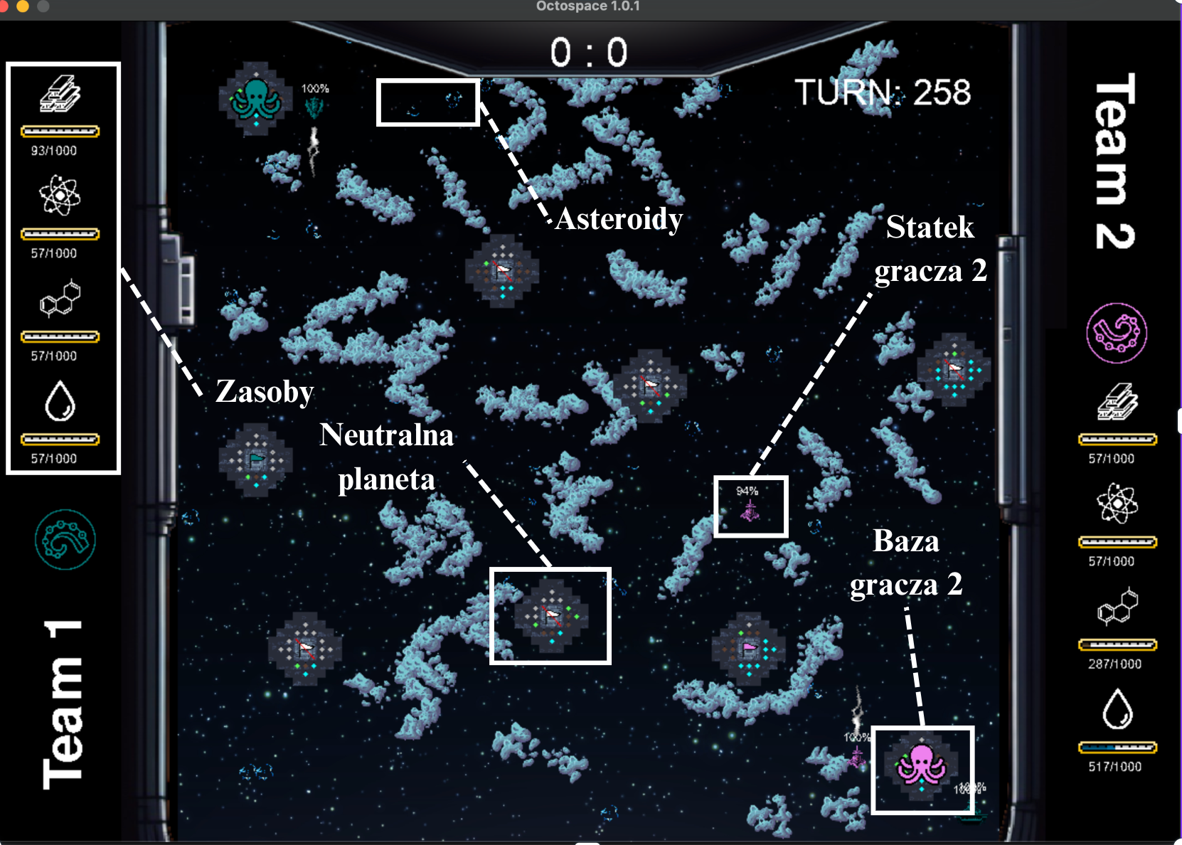 Mapa z oznaczeniami głównych obiektów